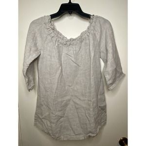 Allen Allen Women’s Top Off Shoulder 100% Linen Size Small/ Medium